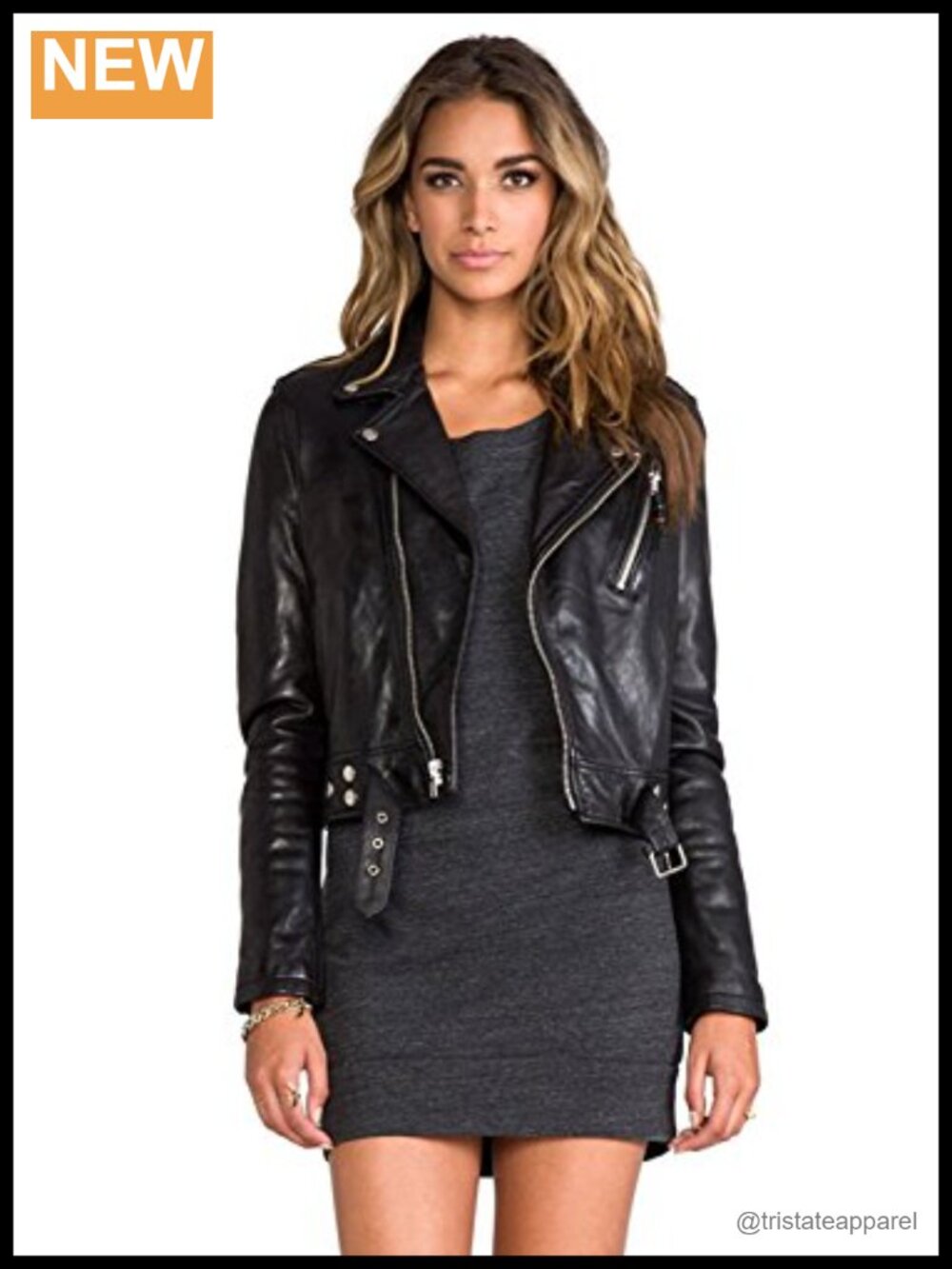 Genuine Leather Biker Jacket Asymmetric Zipper Motorcycle Style